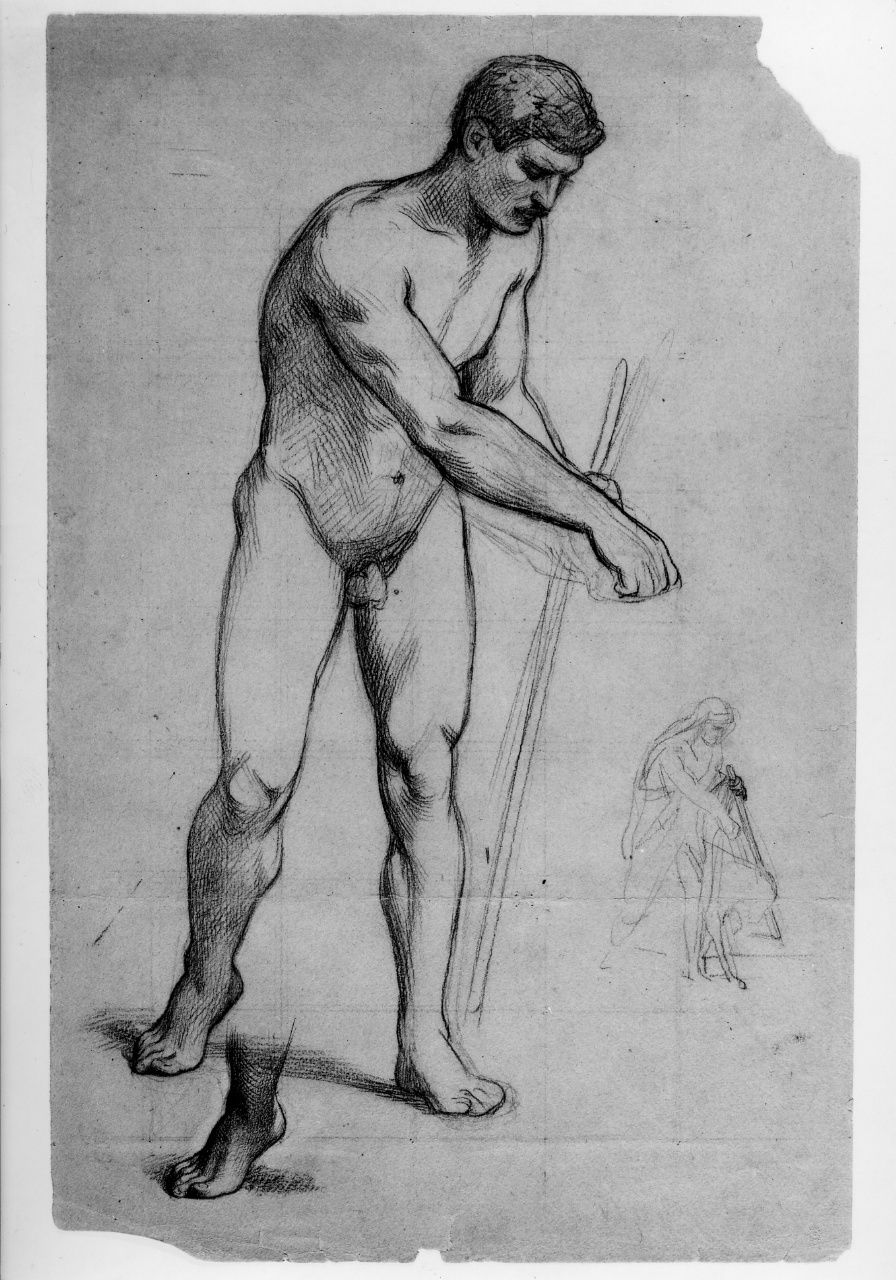 studio di nudo; studio di piede; studio di figura; studio di architetture (disegno preparatorio) di Franchi Alessandro (sec. XIX)