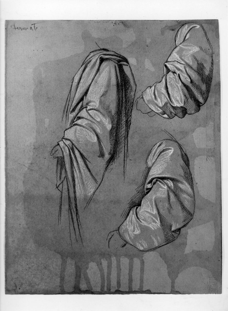 studio di panneggio (disegno preparatorio) di Franchi Alessandro (sec. XIX)