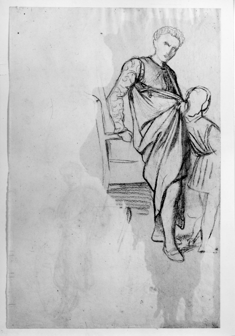 studio di composizione; studi geometrici; studio di figura (disegno preparatorio) di Franchi Alessandro (sec. XIX)