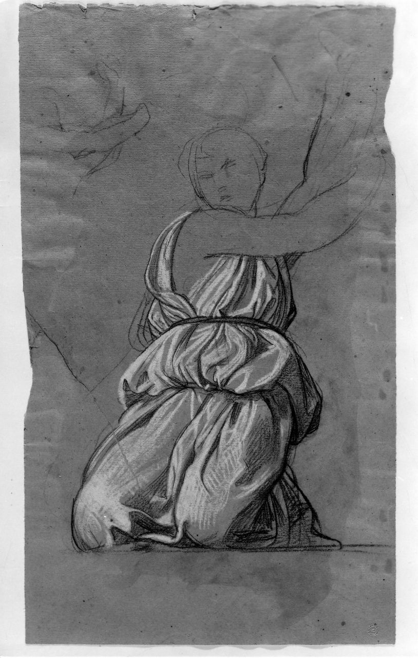 studio di figura panneggiata; studio di figura (disegno preparatorio) di Franchi Alessandro (sec. XIX)