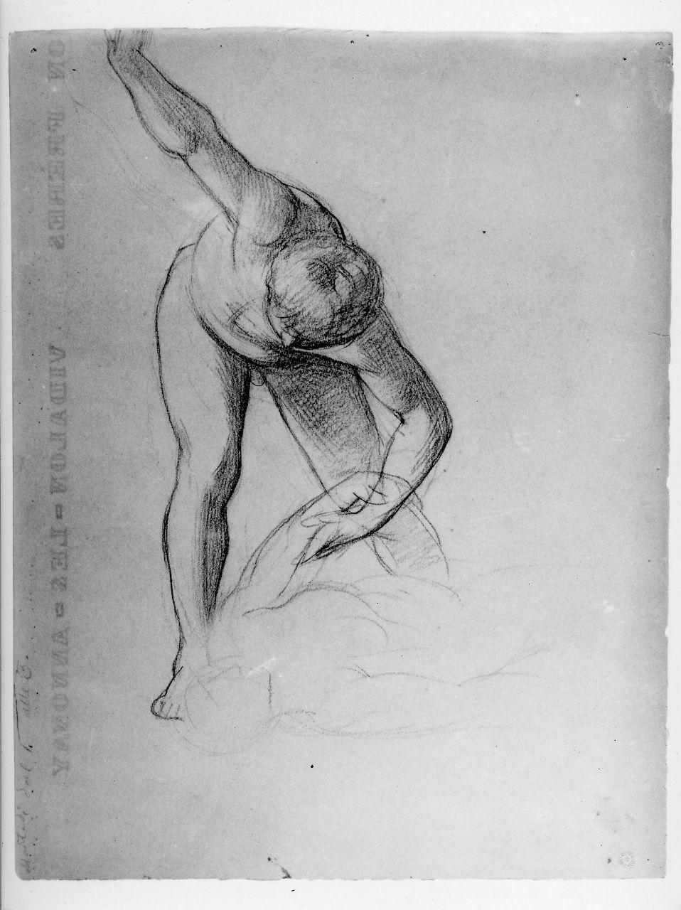 studio di composizione; studio di nudo; studio di panneggio; studio di figura panneggiata (disegno preparatorio) di Franchi Alessandro (sec. XIX)