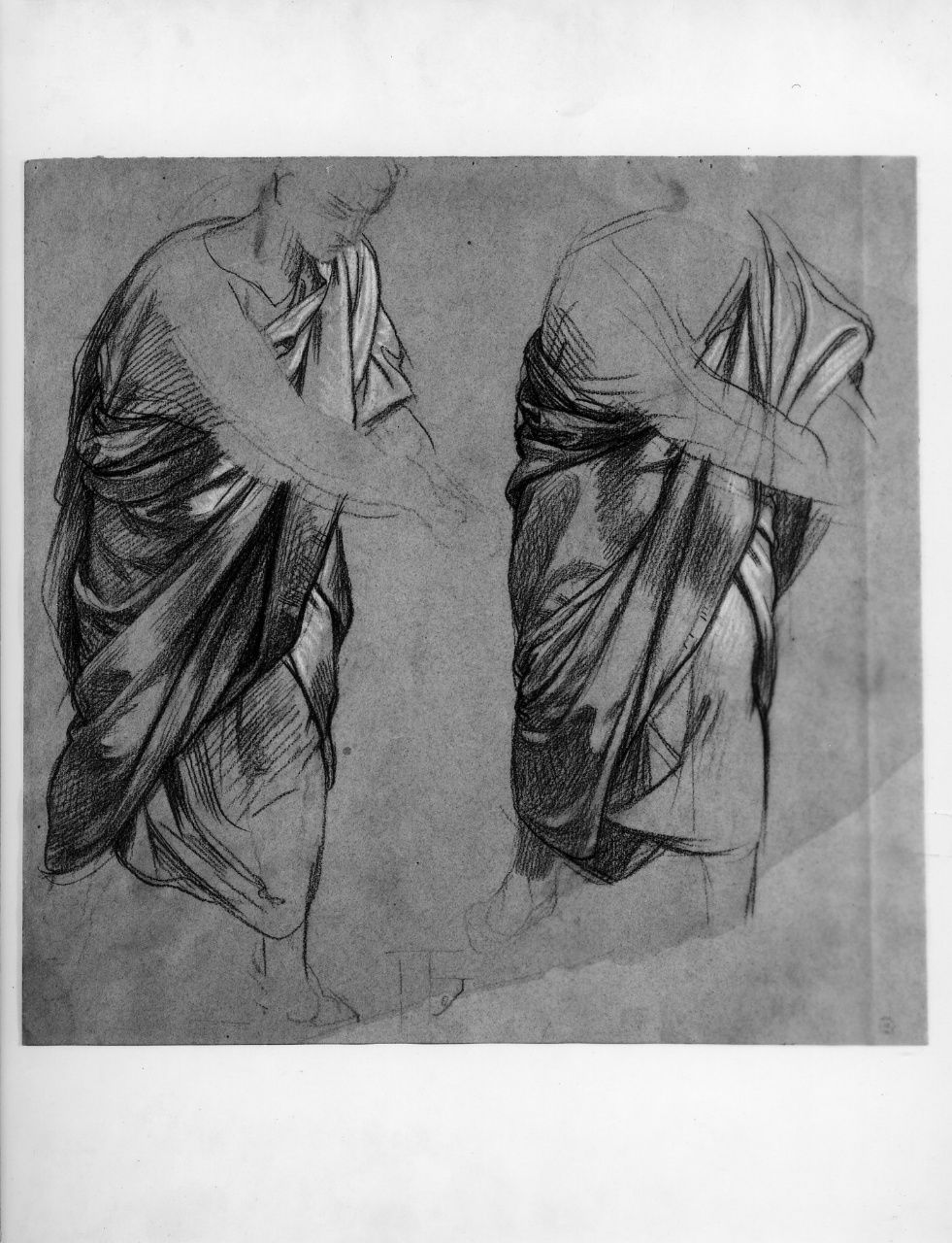 studio di figura panneggiata (disegno preparatorio) di Franchi Alessandro (sec. XIX)
