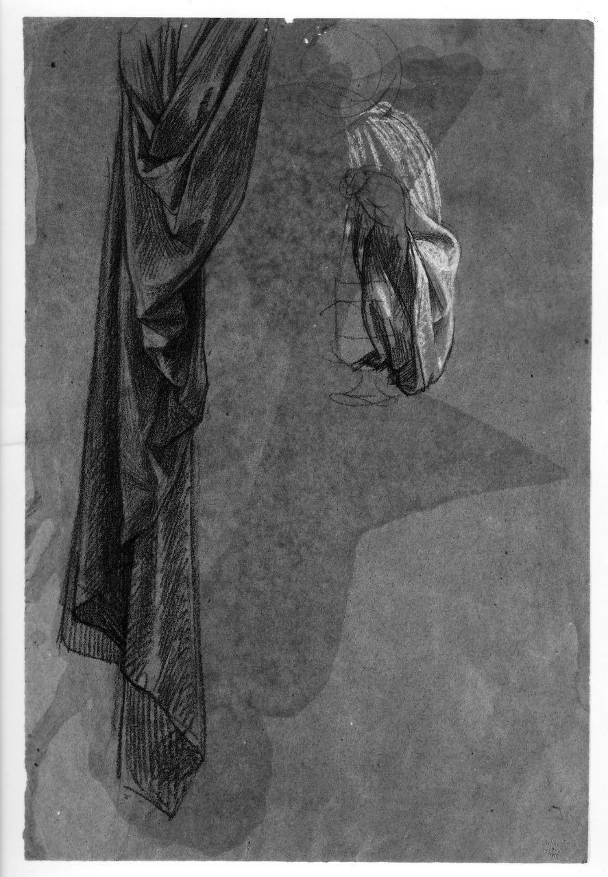 studio di panneggio (disegno preparatorio) di Franchi Alessandro (sec. XIX)