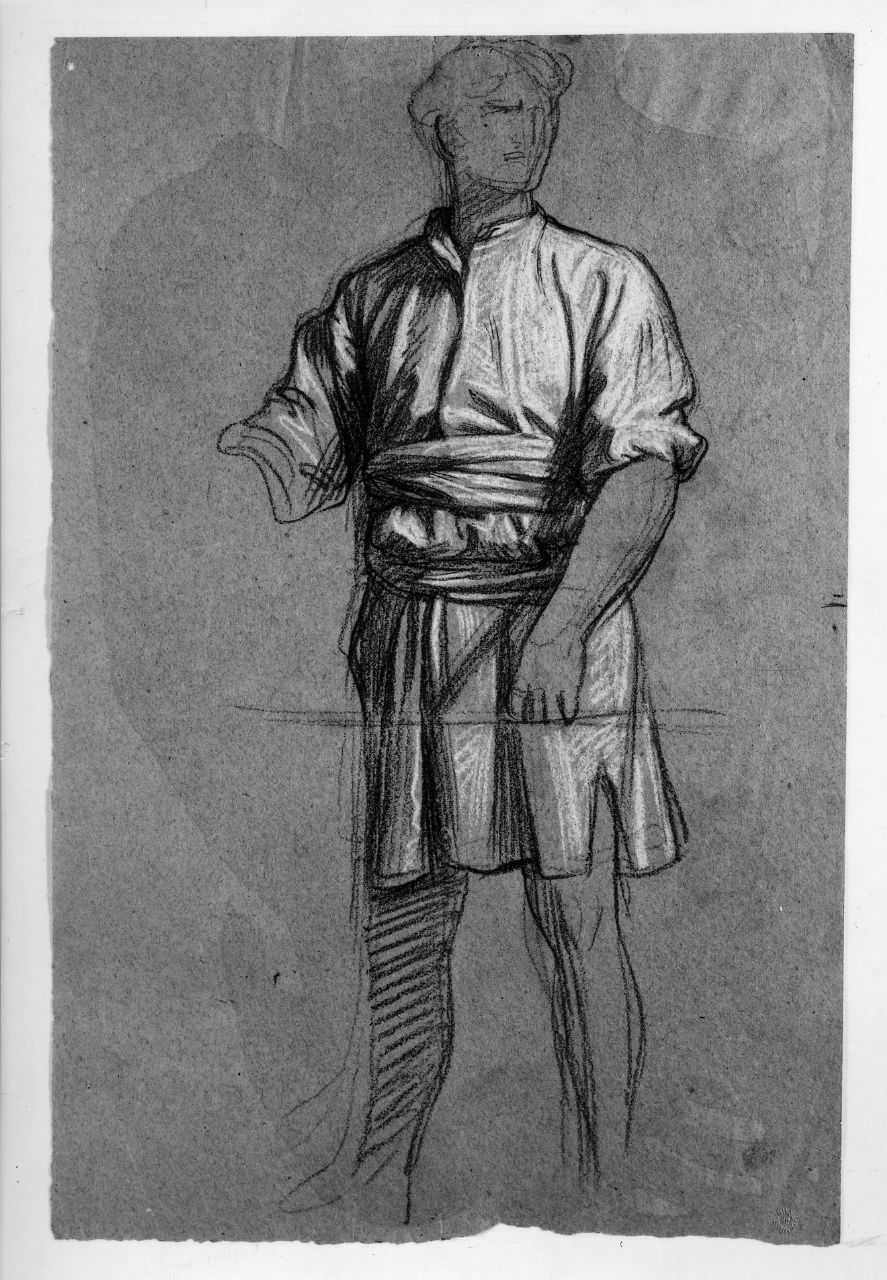 studio di figura panneggiata; studio di composizione; studio di figura (disegno preparatorio) di Franchi Alessandro (sec. XIX)