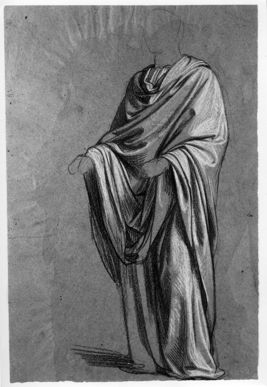studio di figura panneggiata (disegno preparatorio) di Franchi Alessandro (sec. XIX)