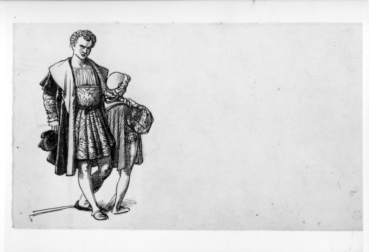 studio di panneggio (disegno preparatorio) di Franchi Alessandro (seconda metà sec. XIX)