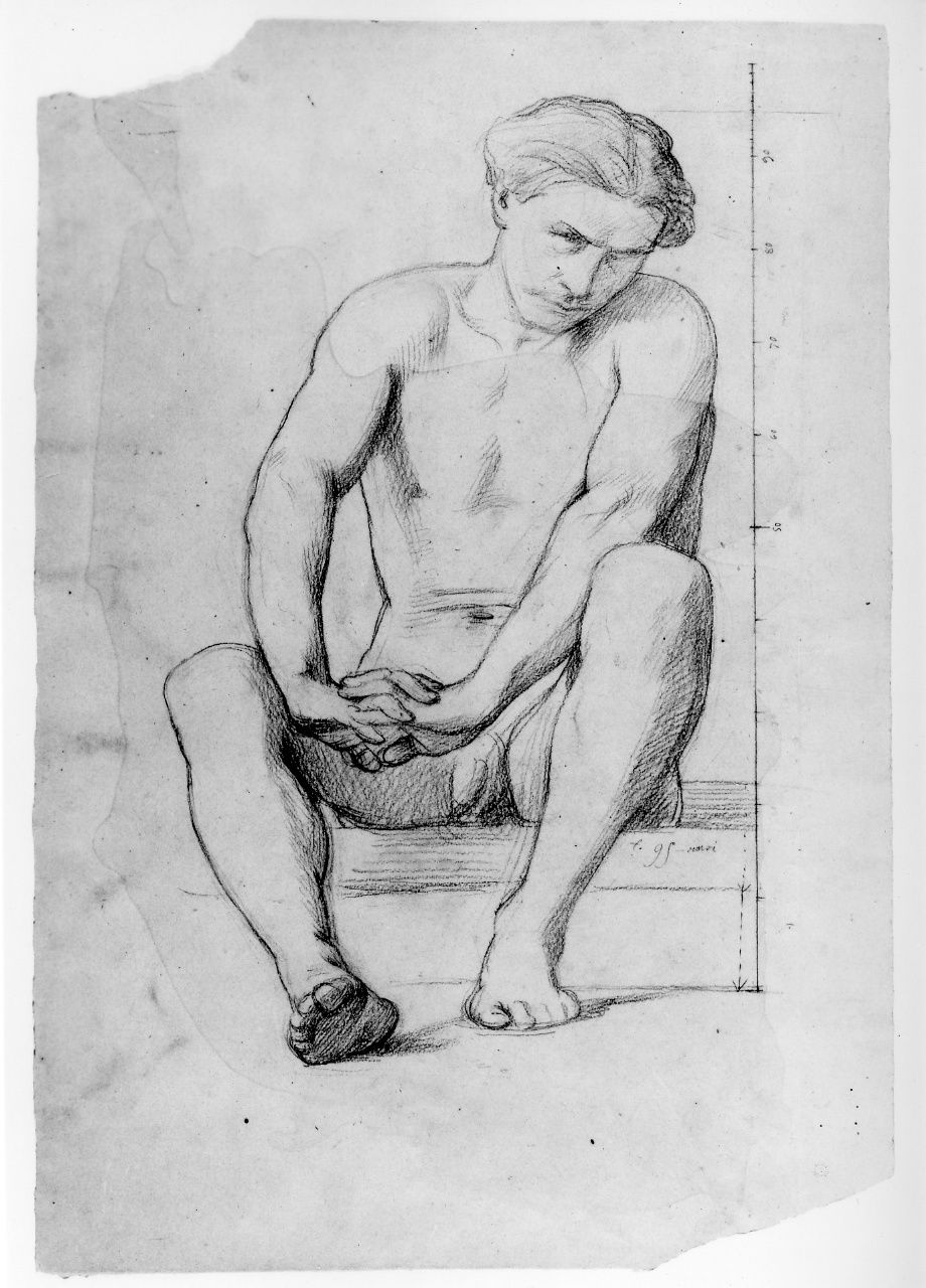 studio di nudo; studio di composizione (disegno preparatorio) di Franchi Alessandro (seconda metà sec. XIX)