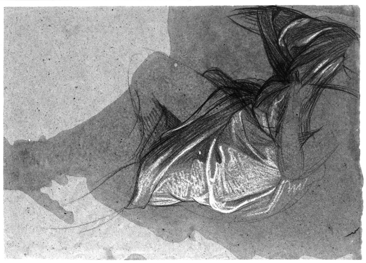 studio di figura panneggiata (disegno preparatorio) di Franchi Alessandro (sec. XIX)