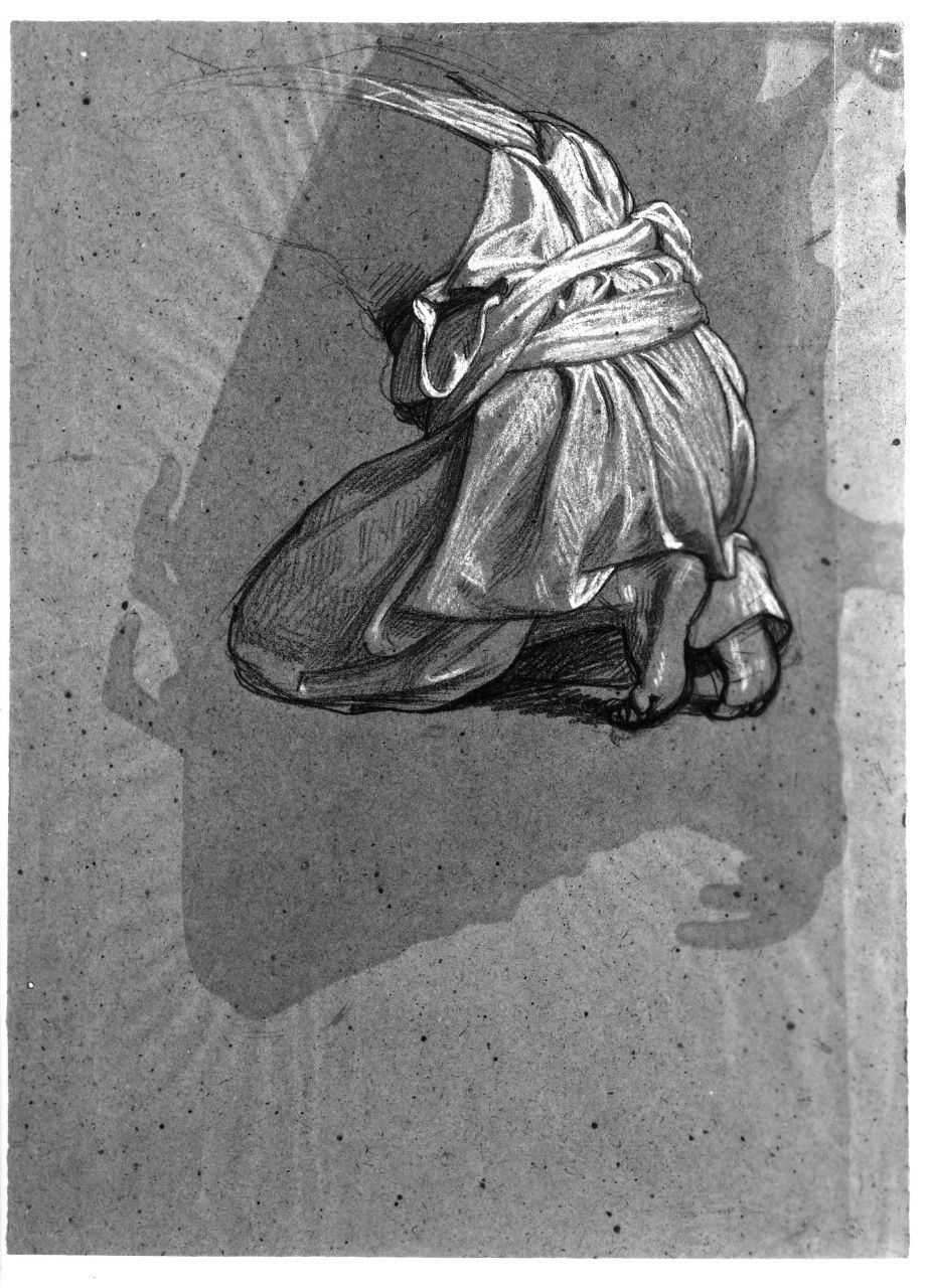 studio di figura panneggiata (disegno preparatorio) di Franchi Alessandro (sec. XIX)