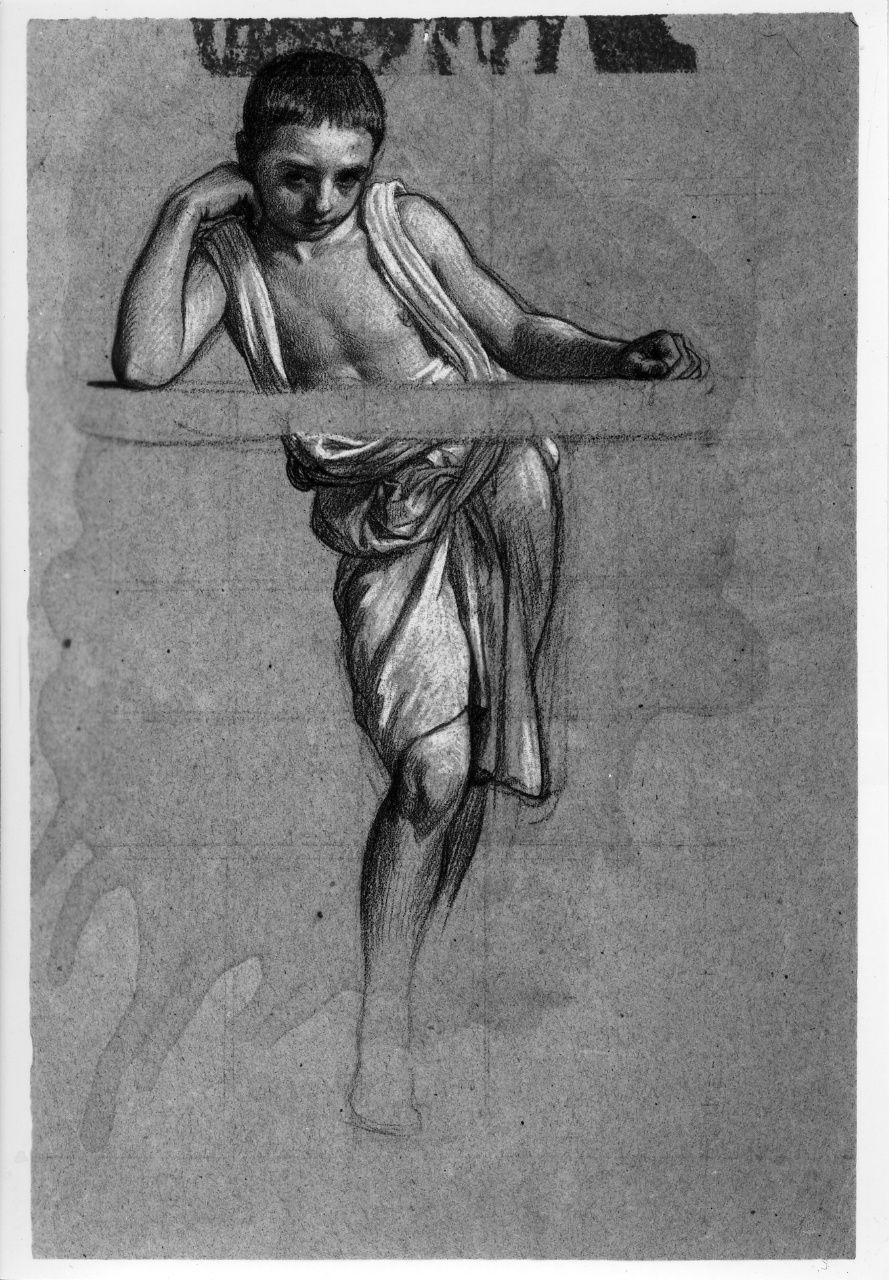 studio di figura panneggiata (disegno preparatorio) di Franchi Alessandro (sec. XIX)