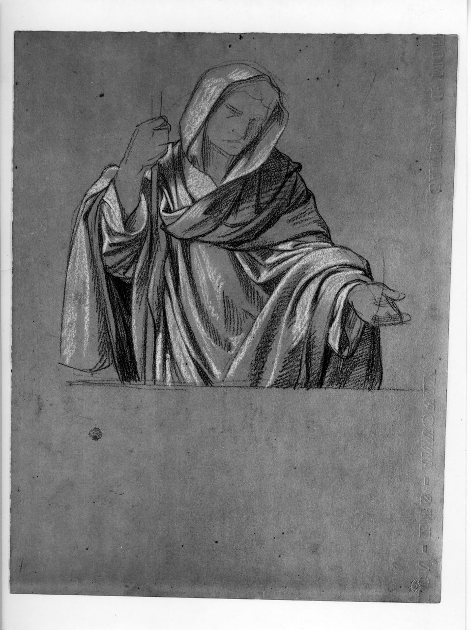 studio di figura panneggiata (disegno preparatorio) di Franchi Alessandro (sec. XIX)
