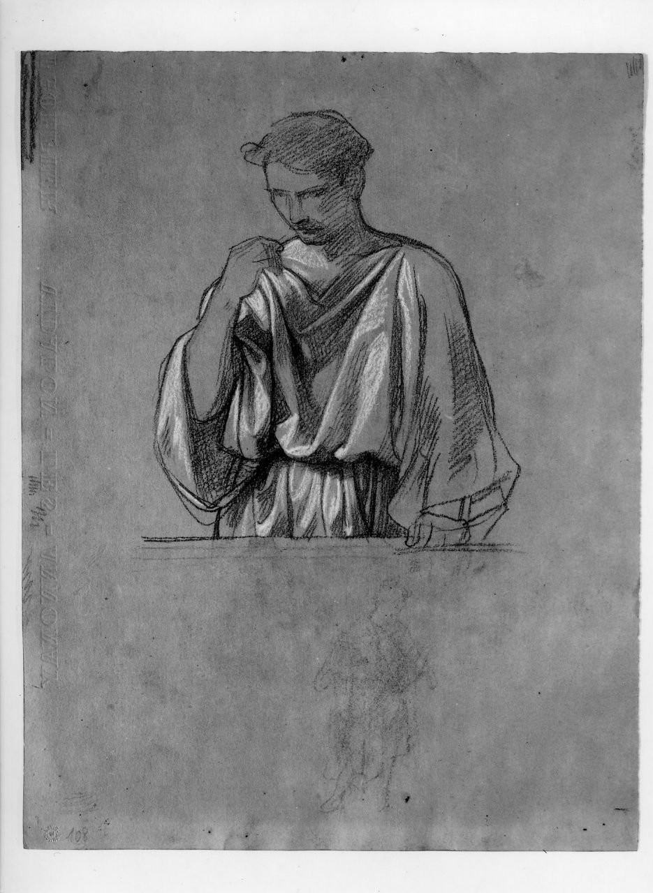studio di figura panneggiata (disegno preparatorio) di Franchi Alessandro (sec. XIX)