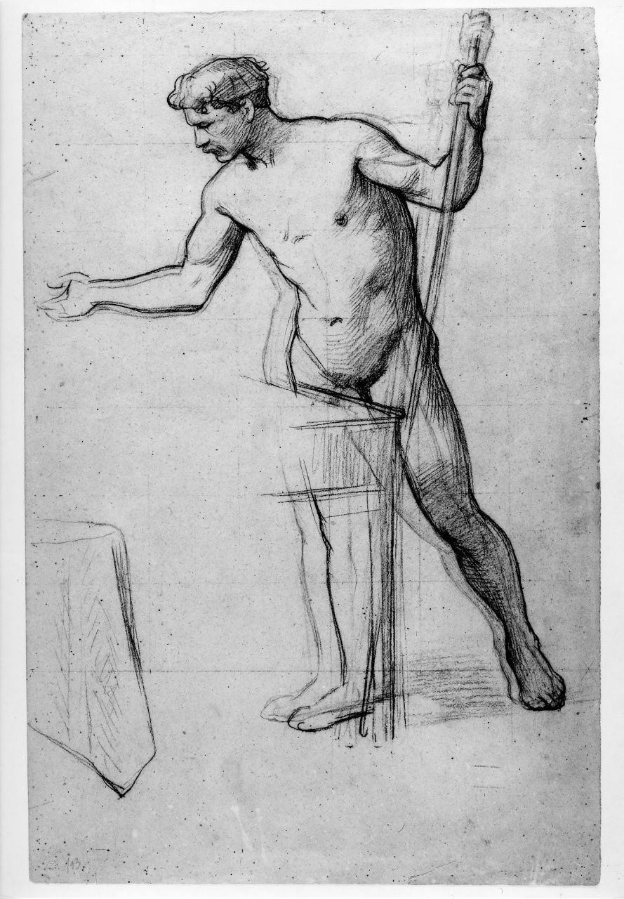studio di nudo (disegno preparatorio) di Franchi Alessandro (sec. XIX)