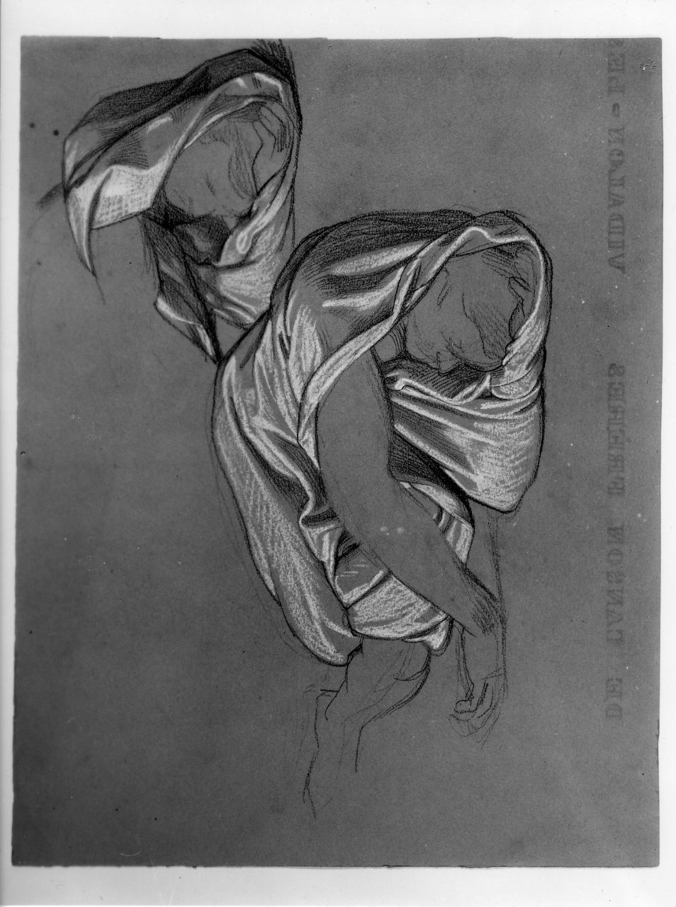 studio di figura panneggiata (disegno preparatorio) di Franchi Alessandro (sec. XIX)