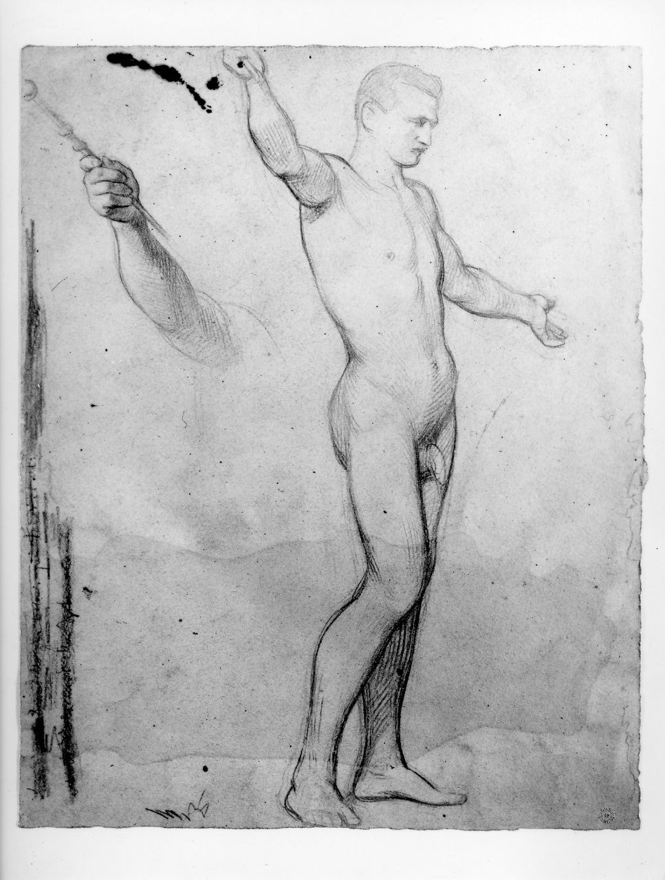 studio di nudo; studio di braccio; studio di figura (disegno preparatorio) di Franchi Alessandro (seconda metà sec. XIX)