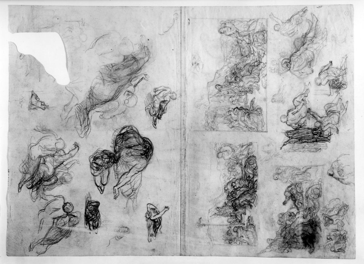 studio di composizione; studio di figura (disegno preparatorio) di Franchi Alessandro (sec. XIX)