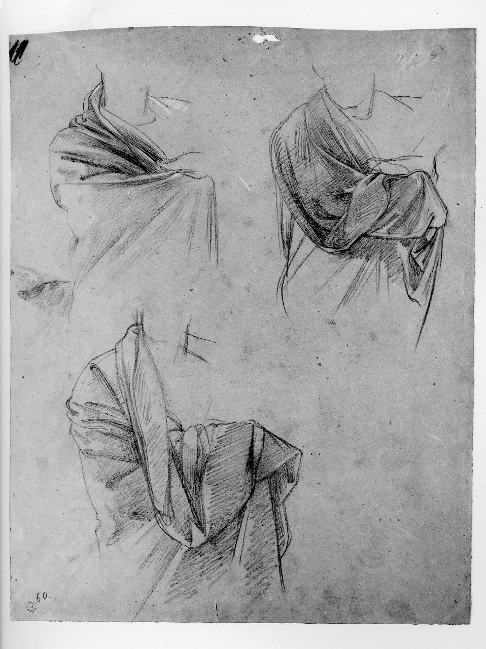 studio di panneggio (disegno preparatorio) di Franchi Alessandro (sec. XIX)