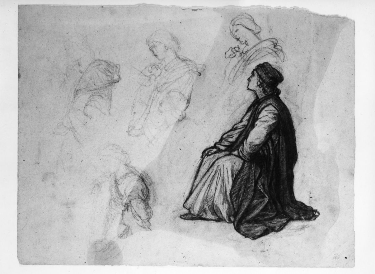 studio di figura (disegno preparatorio) di Franchi Alessandro (seconda metà sec. XIX)