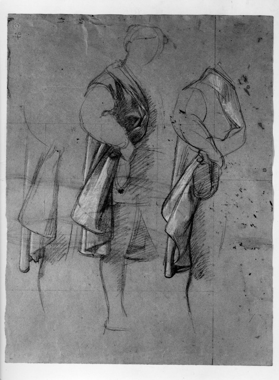 studio di panneggio (disegno preparatorio) di Franchi Alessandro (seconda metà sec. XIX)