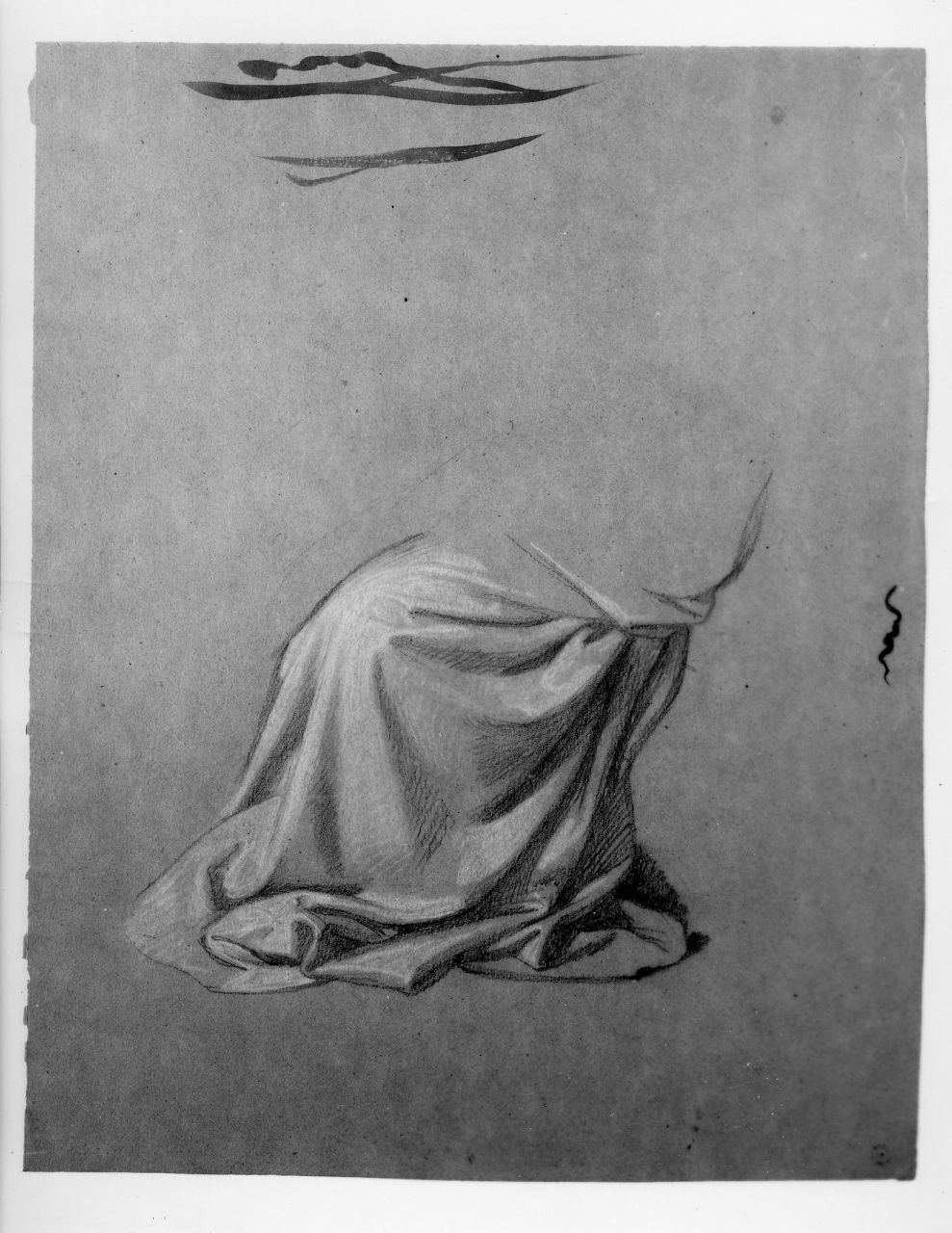 studio di panneggio (disegno preparatorio) di Franchi Alessandro (sec. XIX)