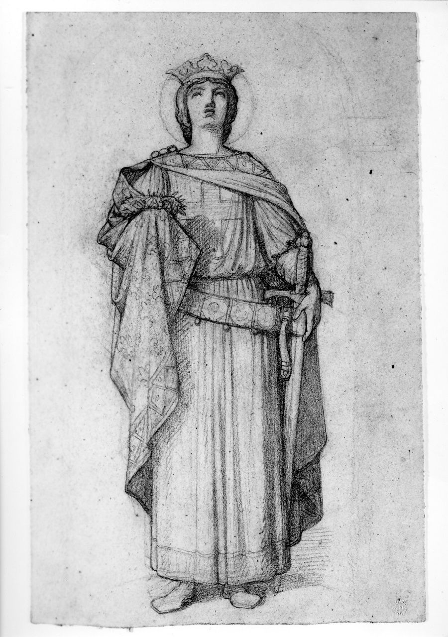 studio di figura (disegno preparatorio) di Franchi Alessandro (sec. XIX)