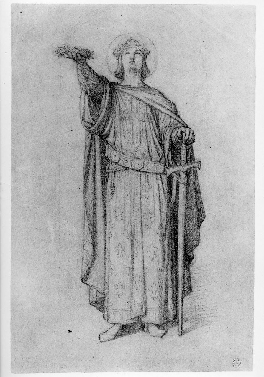 studio di figura; studio di panneggio (disegno preparatorio) di Franchi Alessandro (sec. XIX)