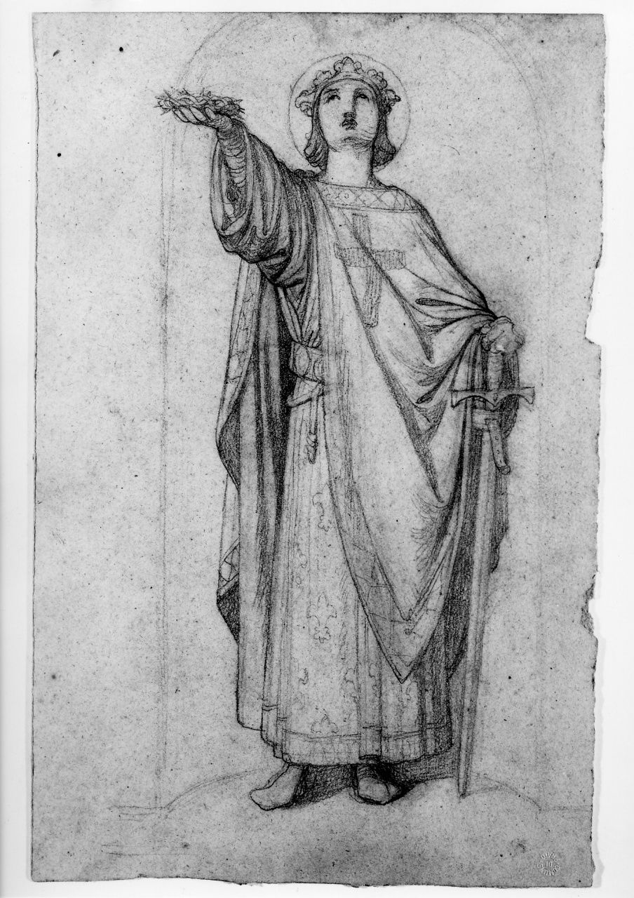 studio di figura (disegno preparatorio) di Franchi Alessandro (sec. XIX)