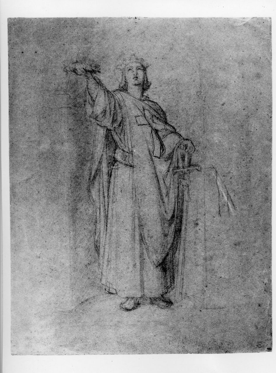 studio di figura; studio di panneggio (disegno preparatorio) di Franchi Alessandro (sec. XIX)