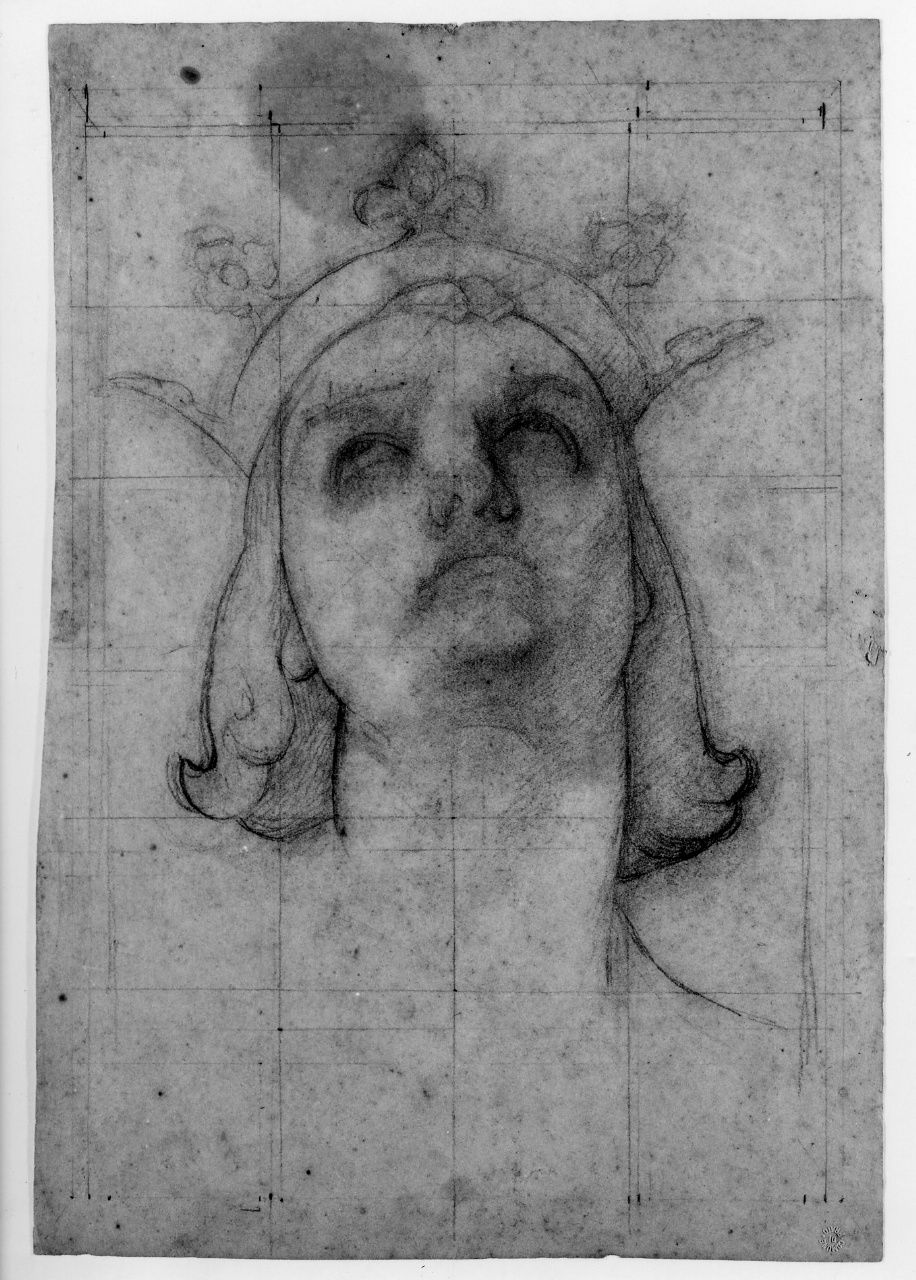 studio di testa; studio di panneggio (disegno preparatorio) di Franchi Alessandro (sec. XIX)