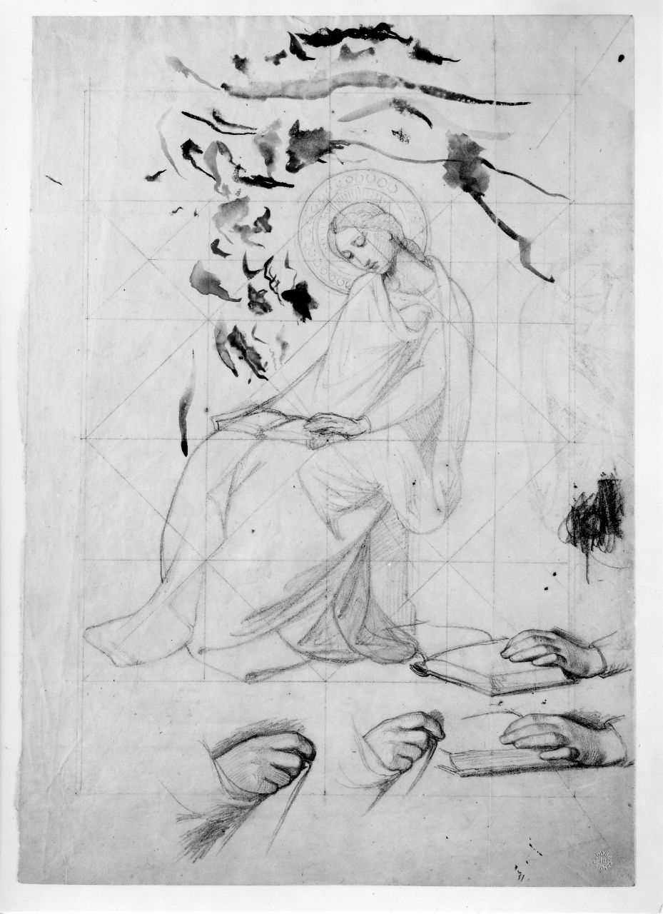 studio di figura; studio di mano (disegno preparatorio) di Franchi Alessandro (sec. XIX)
