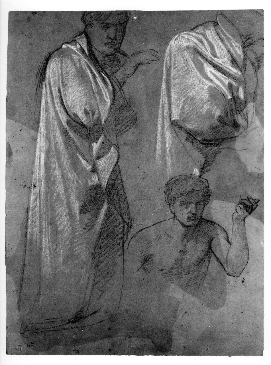studio di panneggio; studio di nudo (disegno preparatorio) di Franchi Alessandro (sec. XIX)