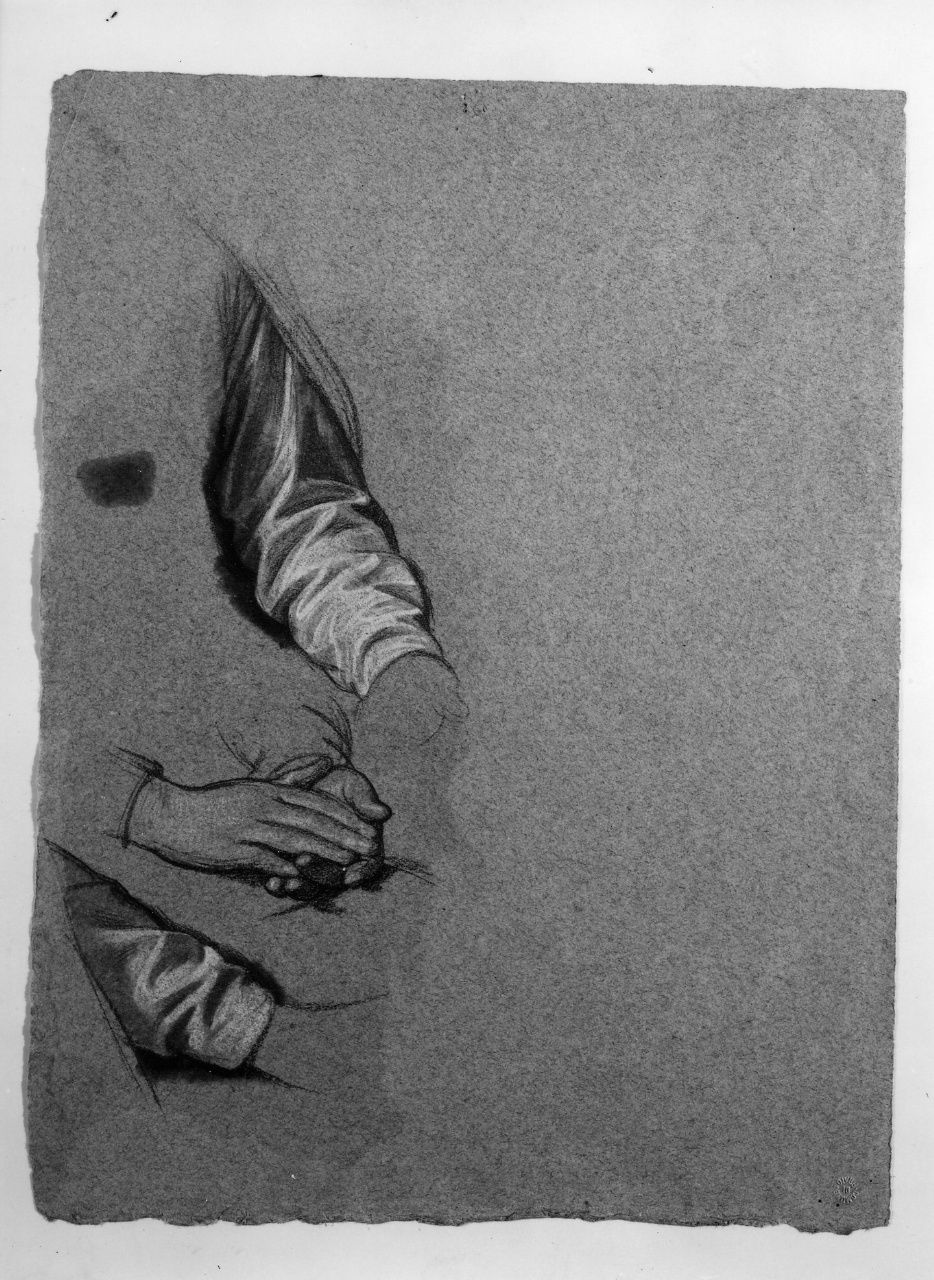 studio di mano; studio di panneggio (disegno preparatorio) di Franchi Alessandro (sec. XIX)