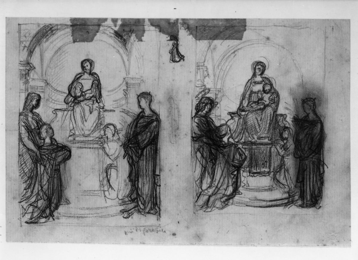 studio di composizione; studio di figura (disegno preparatorio) di Franchi Alessandro (sec. XIX)