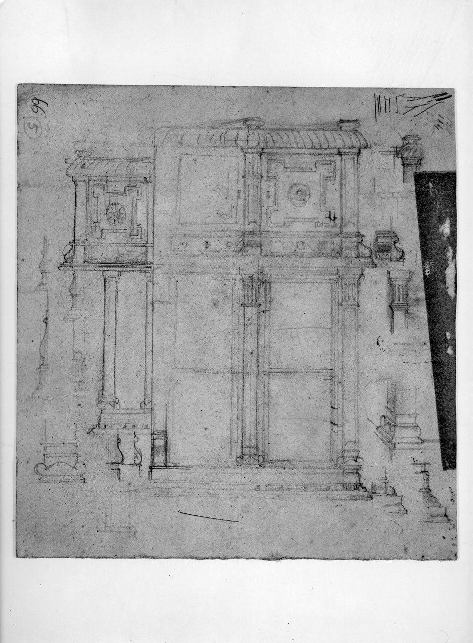 studio di composizione; studio per un mobile (disegno preparatorio) di Franchi Alessandro (sec. XIX)