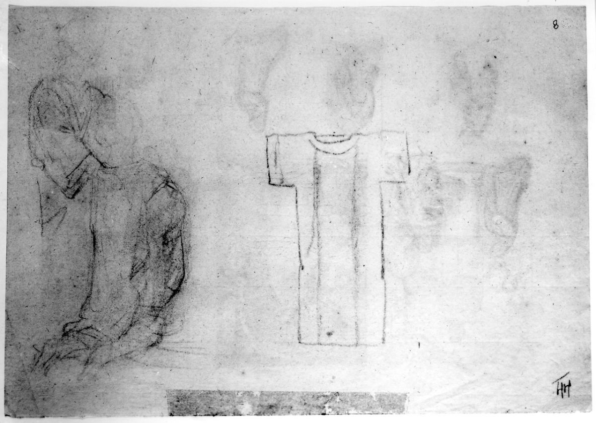 studio di figura (disegno preparatorio) di Franchi Alessandro (sec. XIX)