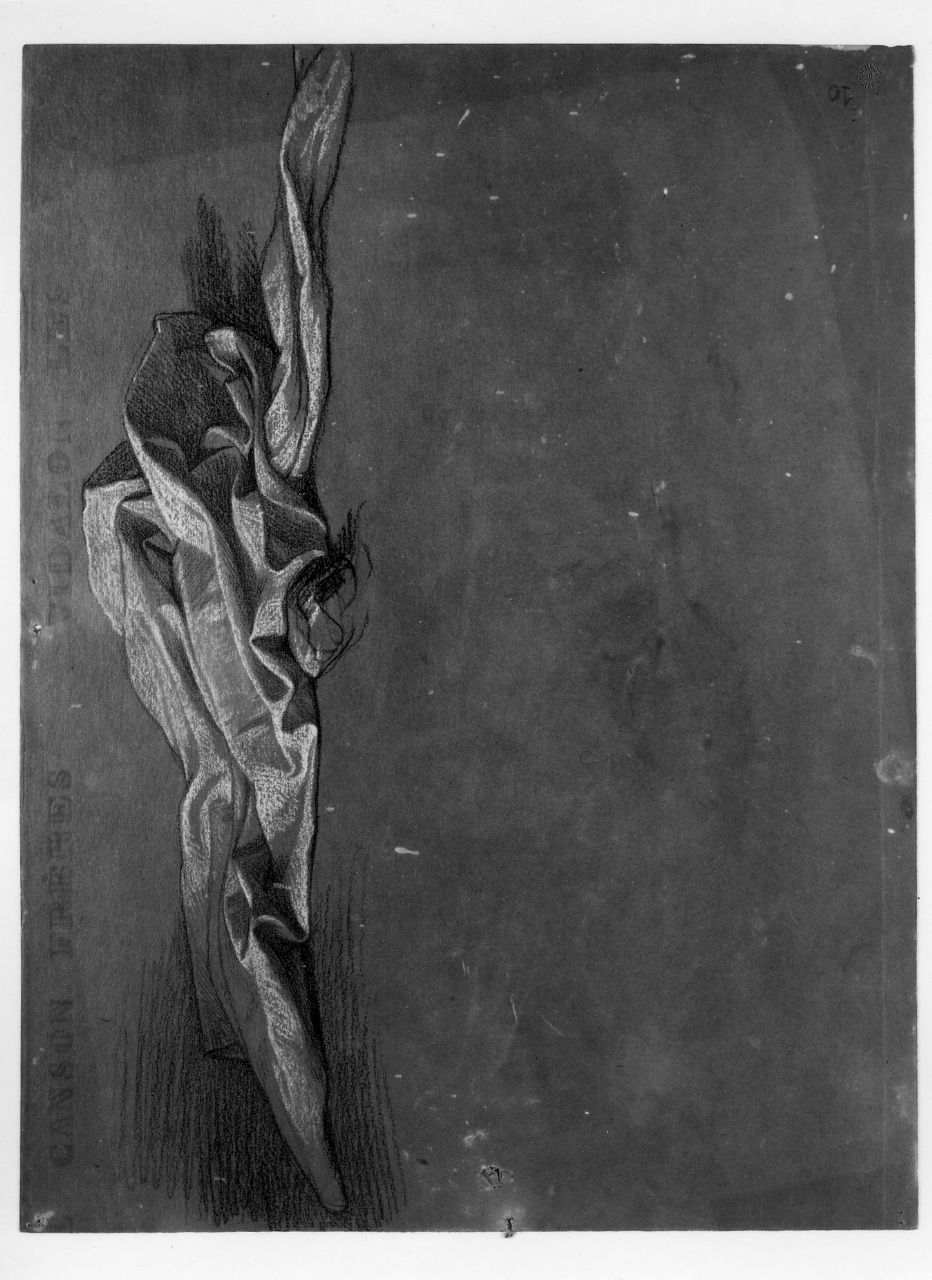 studio di figura; studio di panneggio (disegno preparatorio) di Franchi Alessandro (sec. XIX)