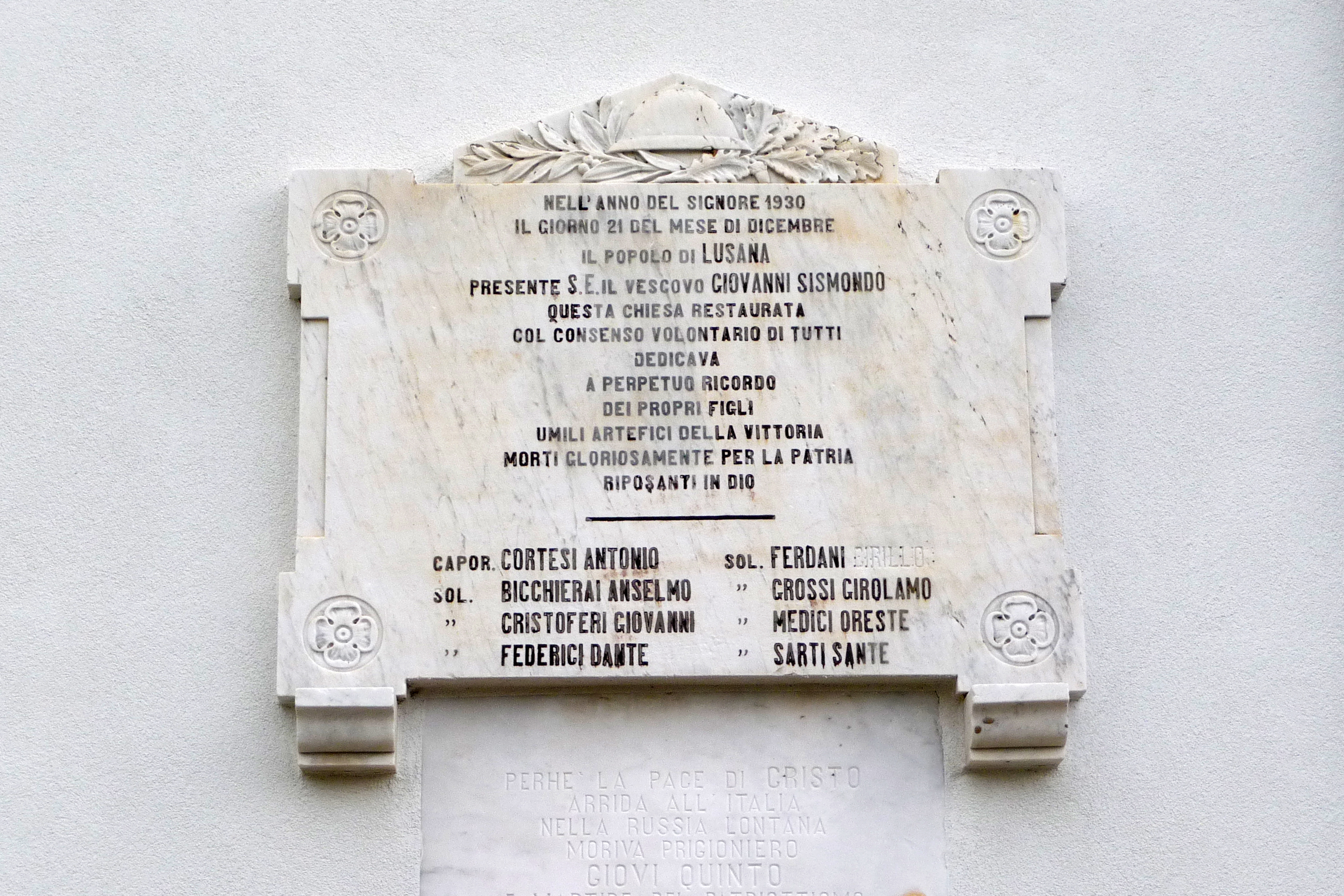 lapide commemorativa ai caduti - ambito toscano (prima metà XX)