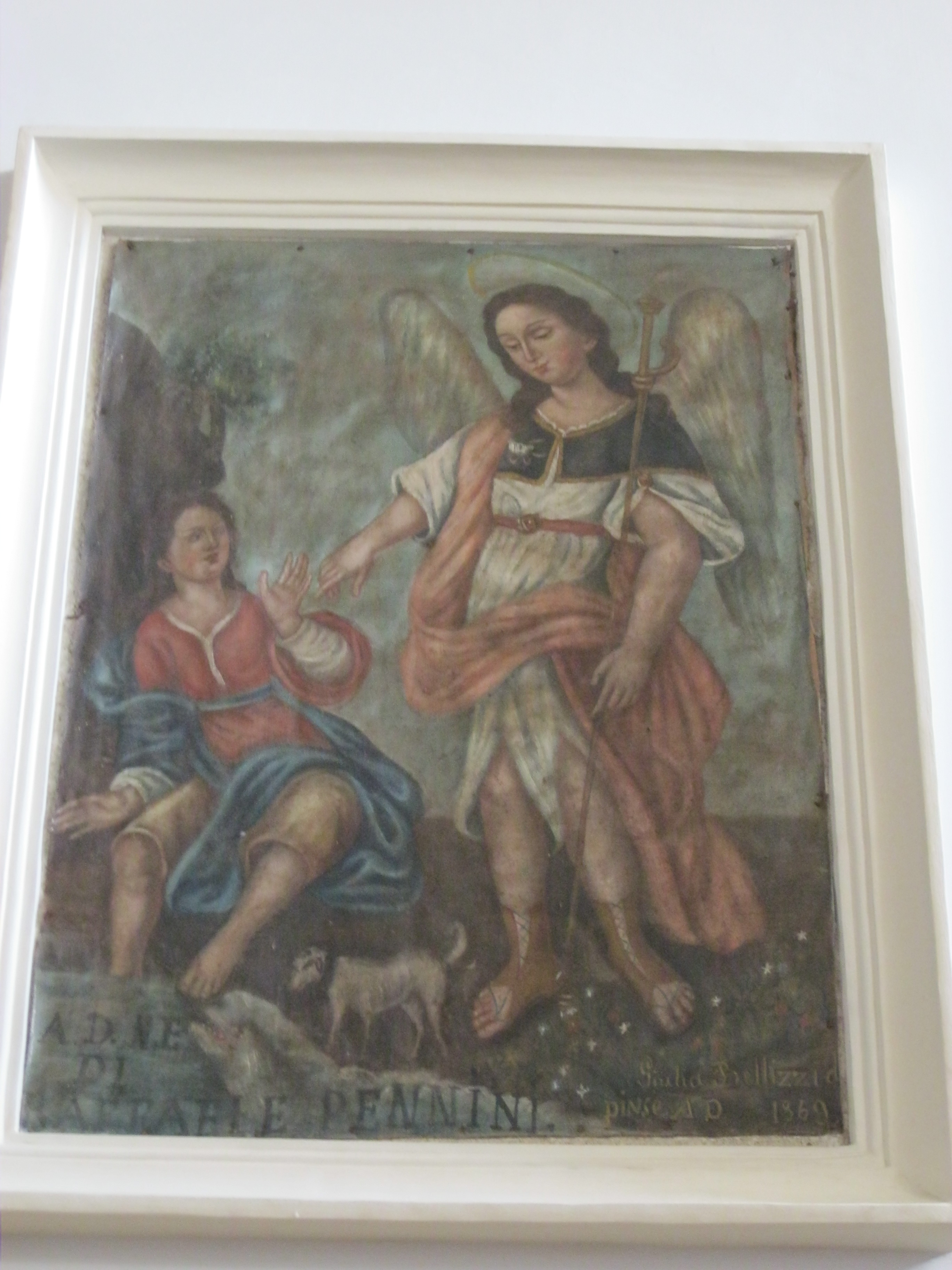 Arcangelo Gabriele con Tobia, Arcangelo Gabriele con Tobia (dipinto, opera isolata) di Bellizzi, Giulia (attribuito) - ambito calabrese (seconda metà XIX)