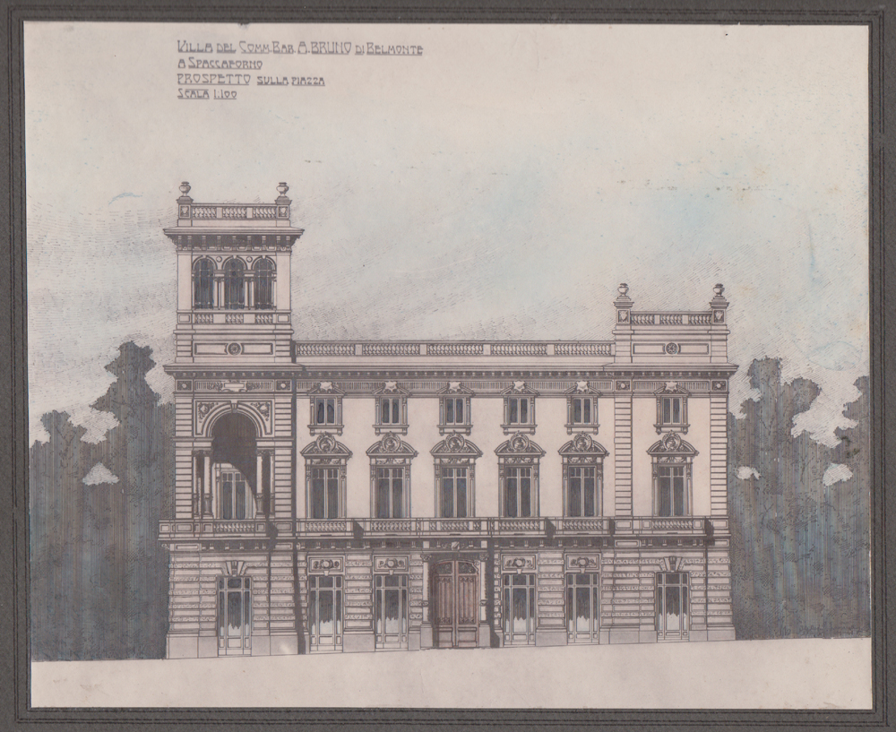Villa del Commendatore Barone A. Bruno di Belmonte a Spaccaforno, palazzo signorile (disegno architettonico, opera isolata) di Paolo Lanzerotti (attribuito) - ambito catanese (inizio XX)