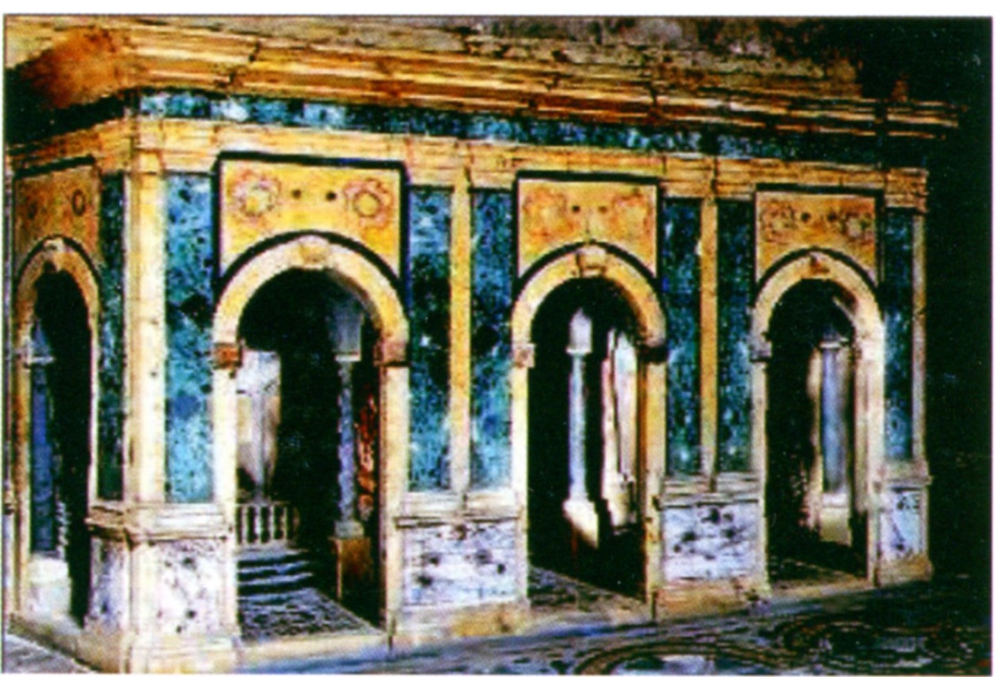 paliotto dell'altare di san Francesco Saverio, impianto scenografico dedicato al tempio di Salomone quale antesignano della Gerusalemme Celeste (paliotto, opera isolata) di Viola Francesco (attribuito) - ambito siciliano (inizio XVIII)