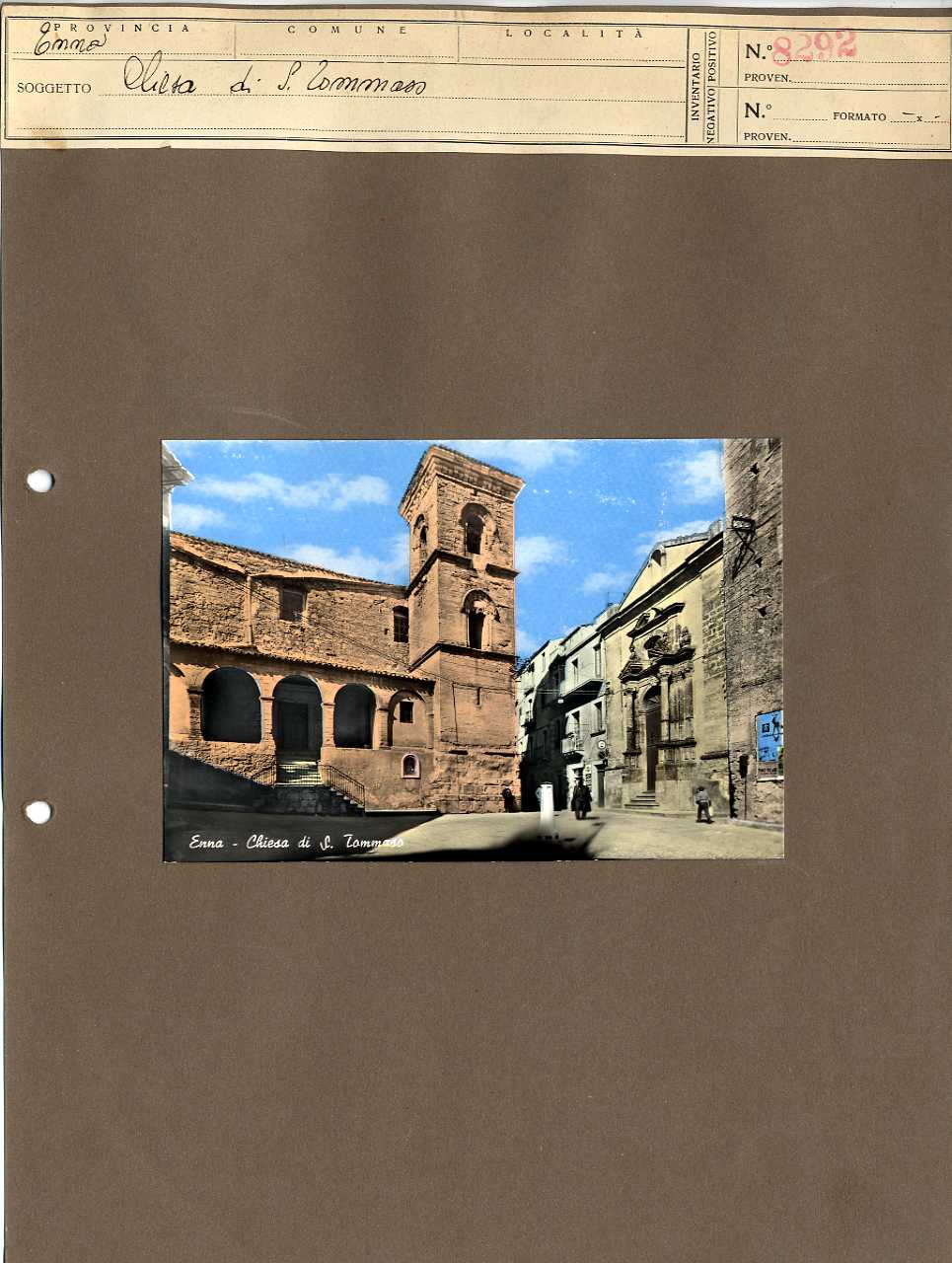 Sicilia - Enna - Architettura religiosa - Chiesa di San Tommaso (positivo, elemento-parte componente, scheda di supporto) di Anonimo <1945 - 1955> (metà XX)