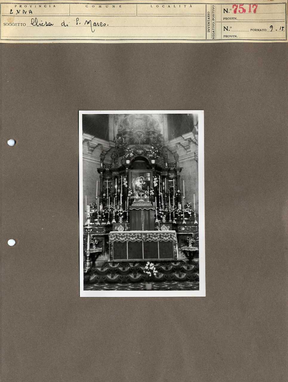 Sicilia - Enna - Architettura religiosa - Chiesa di San Marco - altare (positivo, elemento-parte componente, scheda di supporto) di Anonimo <1945 - 1955> (metà XX)