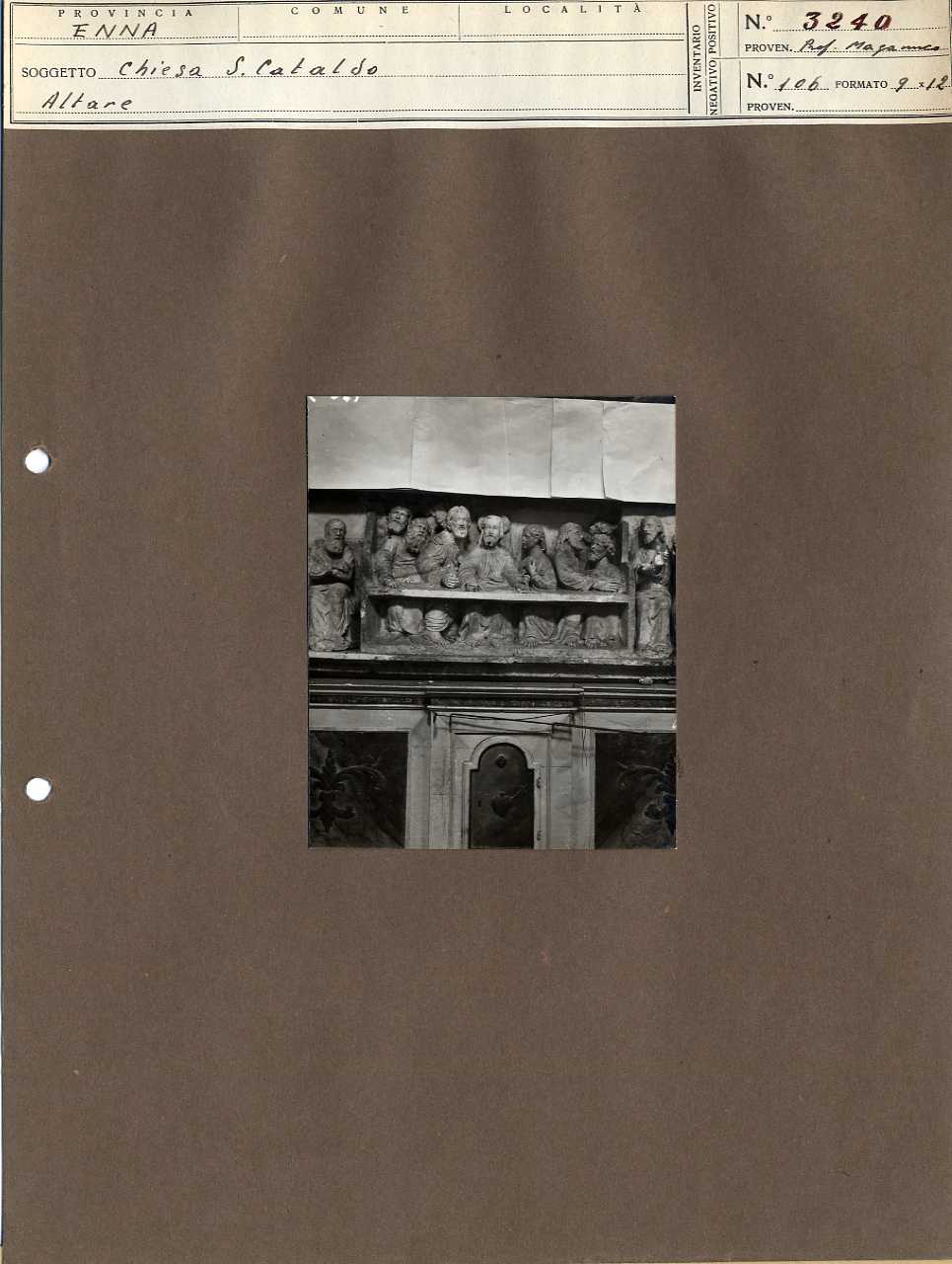 Sicilia - Enna - Architettura religiosa - Chiesa di San Cataldo - Altare (positivo, elemento-parte componente, scheda di supporto) di Anonimo <1901-1950> (secondo quarto XX)
