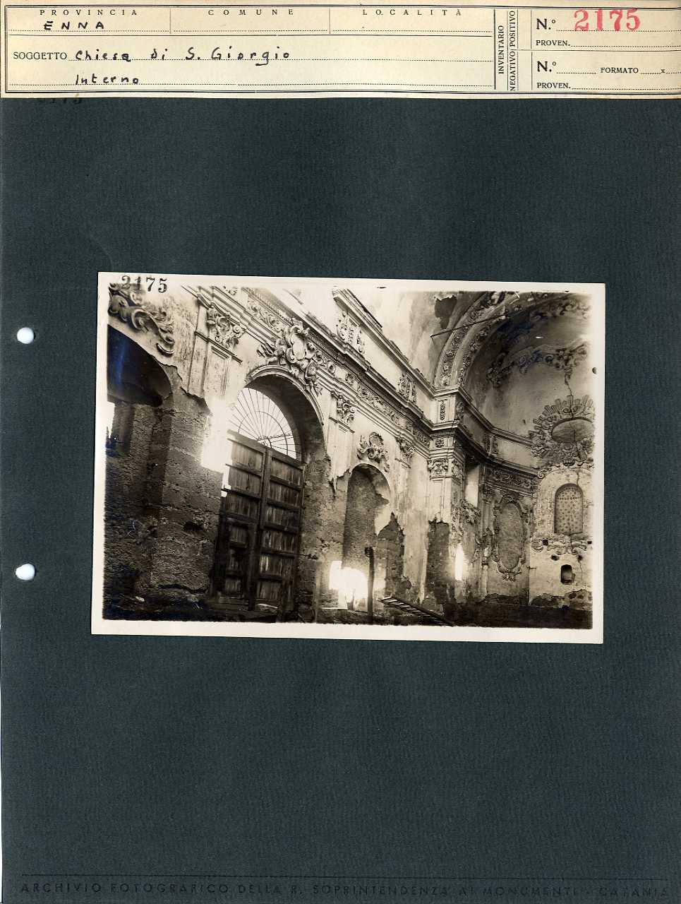 Sicilia - Enna - Architettura religiosa - Chiesa di San Giorgio (positivo, elemento-parte componente, scheda di supporto) di Premiato Stabilimento Fotografico Ettore Chiaramonte (stabilimento) (primo quarto XX)