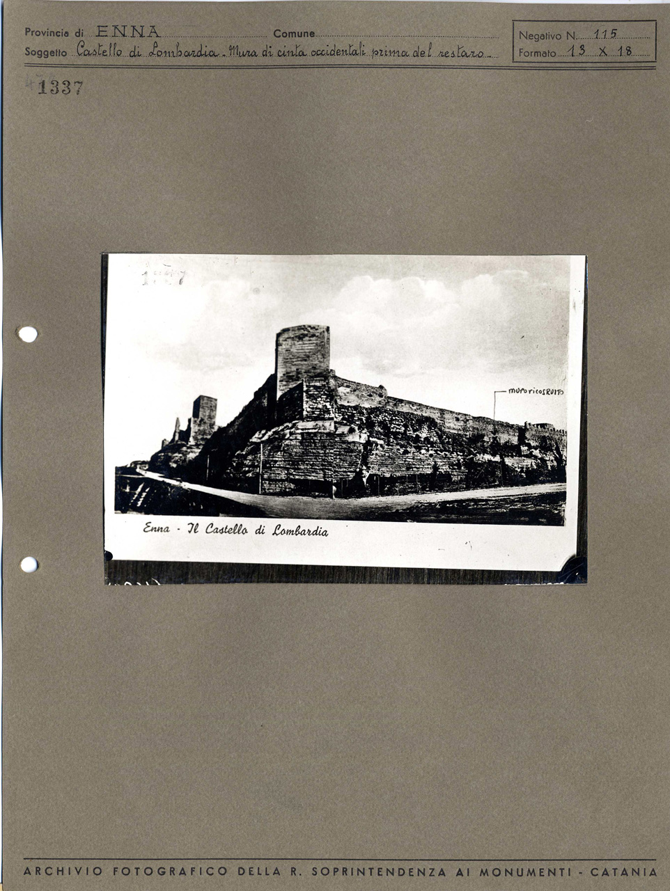 Architettura militare - fortificazioni (positivo, elemento-parte componente, scheda di supporto) di Anonimo <1901-1950> (prima metà XX)