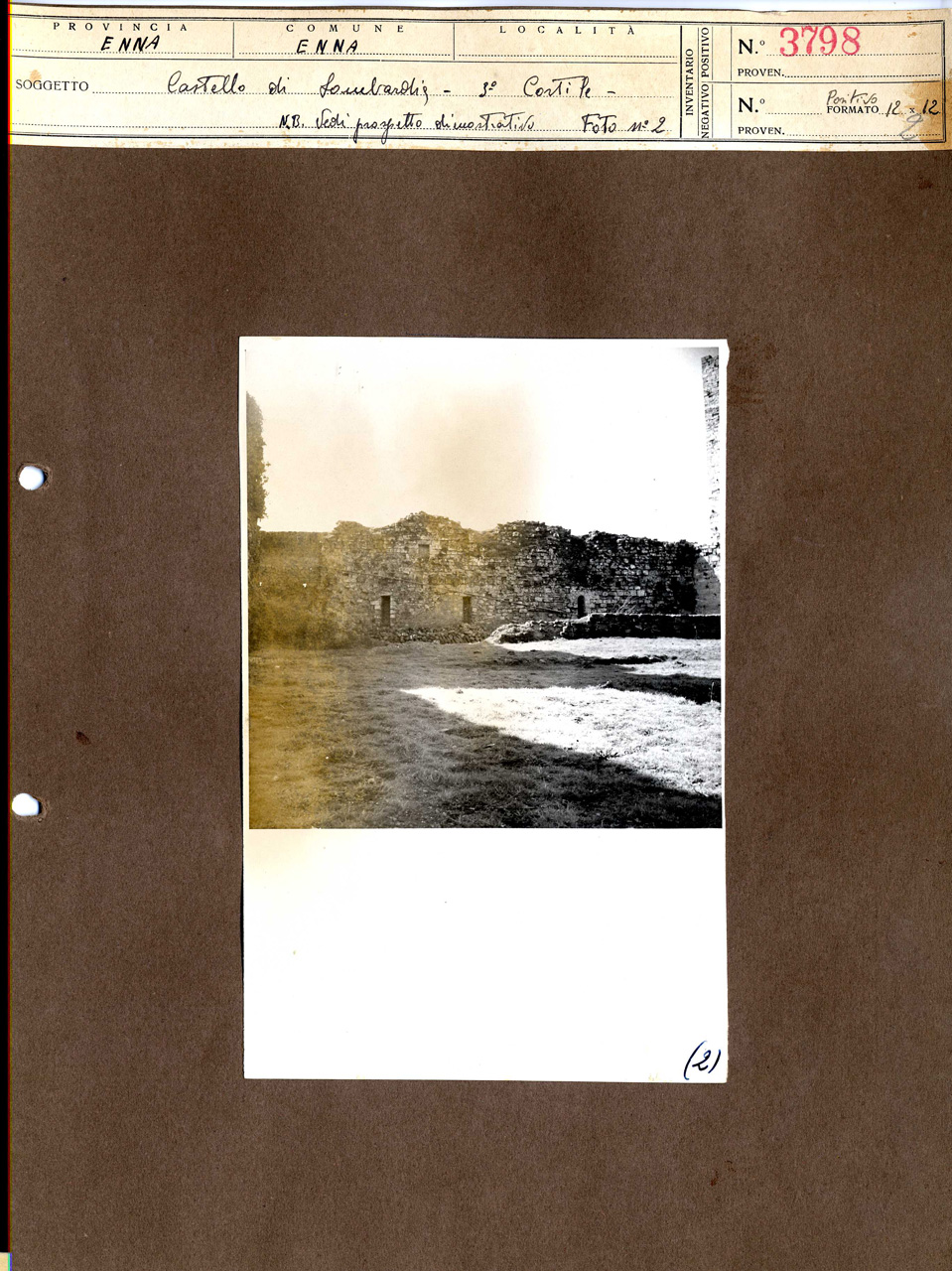 Architettura militare - fortificazioni (positivo, elemento-parte componente, scheda di supporto) di Anonimo <1945 - 1955> (attribuito), Ente Provinciale per il Turismo - Enna (metà XX)