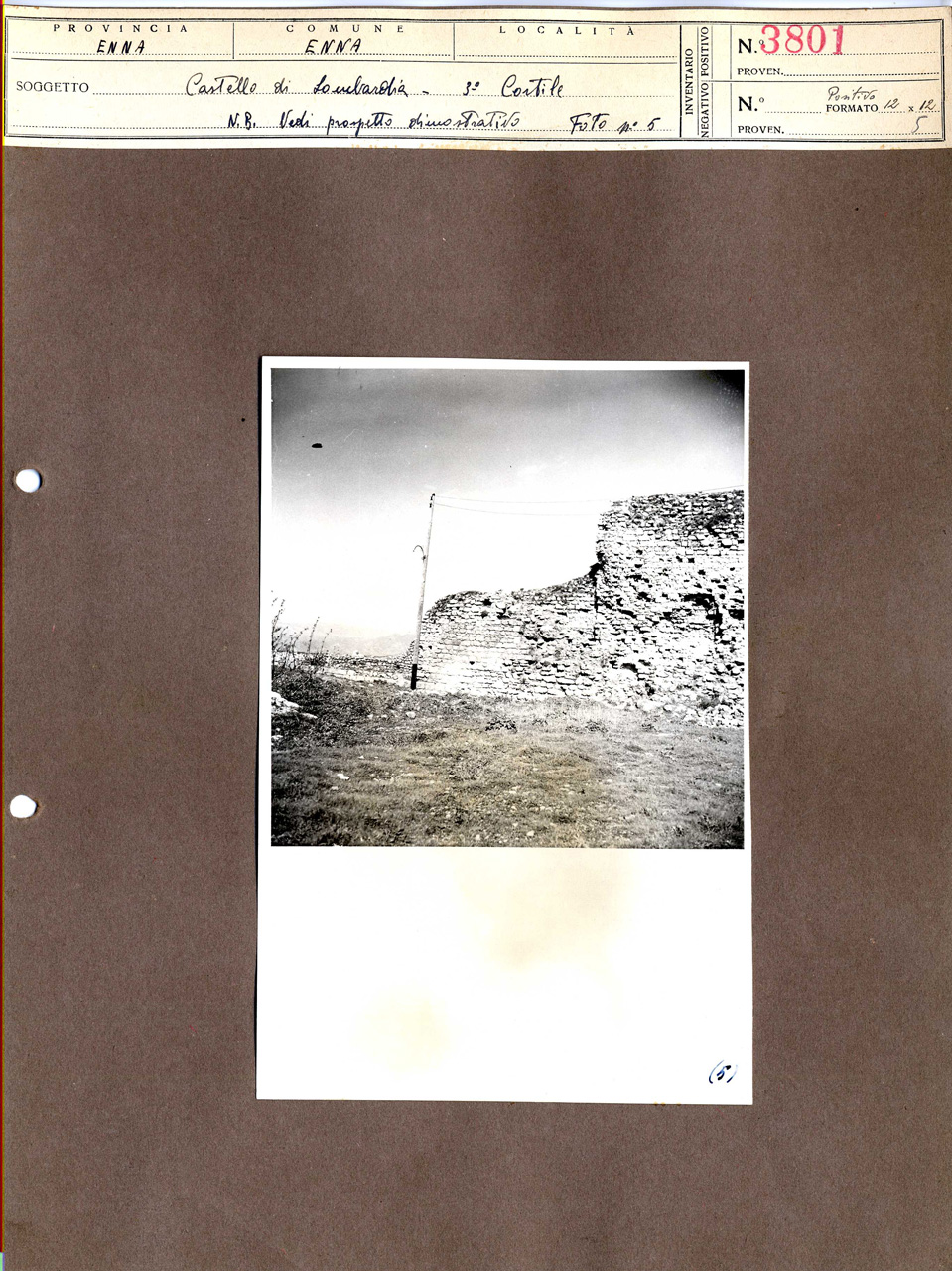 Architettura militare - fortificazioni (positivo, elemento-parte componente, scheda di supporto) di Anonimo <1945 - 1955> (attribuito), Ente Provinciale per il Turismo - Enna (metà XX)