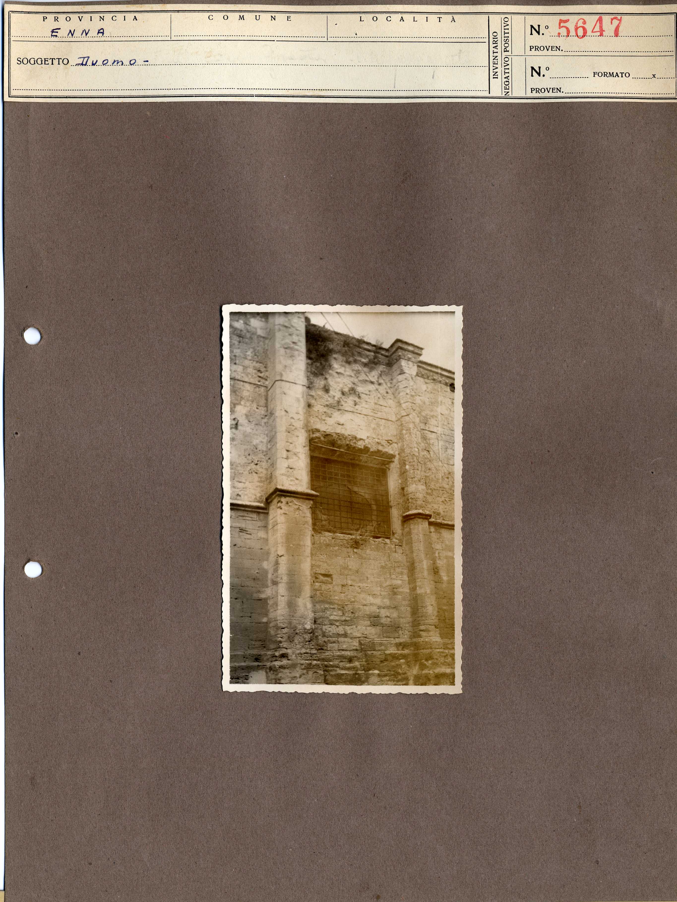 Sicilia - Enna – Architettura religiosa - Duomo (positivo, elemento-parte componente, scheda di supporto) di Anonimo <1945 - 1955> (metà XX)