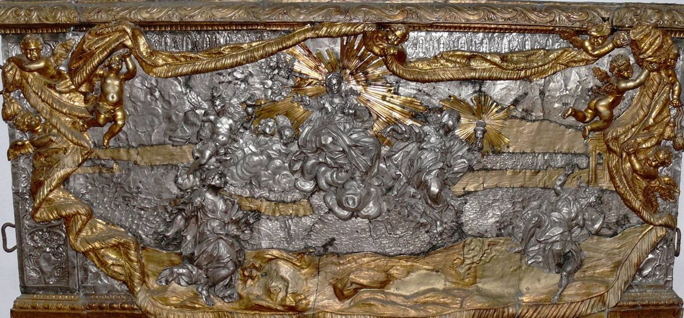 raffigurazione della Vergine in gloria che benedice la città di Messina (paliotto - a pannello scenografico, opera isolata) di ignoto argentiere messinese (bottega) - ambito messinese (primo quarto XVIII)