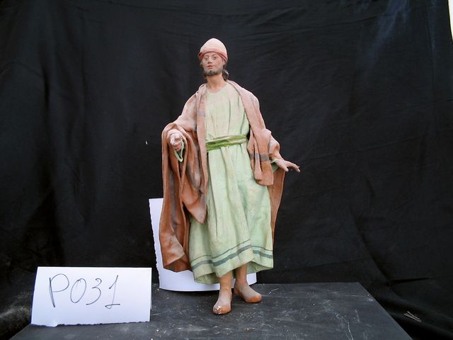 Giovane uomo (statuetta di presepio, elemento d'insieme) di Mazzeo, Antonio (attribuito) - bottega leccese (seconda metà XX)